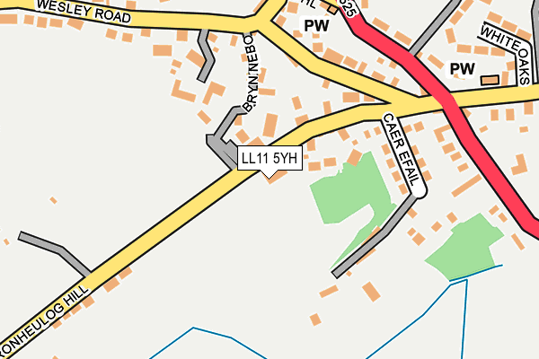 LL11 5YH map - OS OpenMap – Local (Ordnance Survey) LL11 5YH map - OS OpenMap – Local (Ordnance Survey)