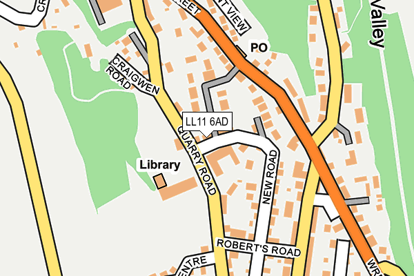 LL11 6AD map - OS OpenMap – Local (Ordnance Survey) LL11 6AD map - OS OpenMap – Local (Ordnance Survey)