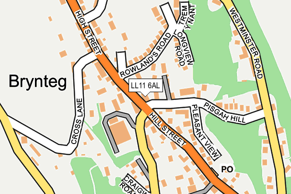 LL11 6AL map - OS OpenMap – Local (Ordnance Survey) LL11 6AL map - OS OpenMap – Local (Ordnance Survey)