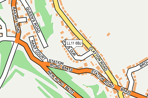 LL11 6BJ map - OS OpenMap – Local (Ordnance Survey) LL11 6BJ map - OS OpenMap – Local (Ordnance Survey)