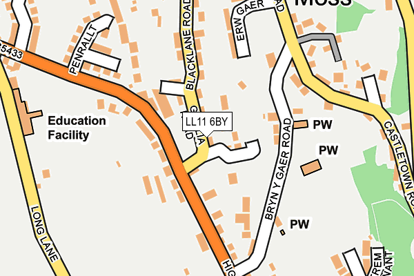 LL11 6BY map - OS OpenMap – Local (Ordnance Survey) LL11 6BY map - OS OpenMap – Local (Ordnance Survey)