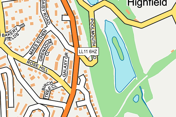 LL11 6HZ map - OS OpenMap – Local (Ordnance Survey) LL11 6HZ map - OS OpenMap – Local (Ordnance Survey)