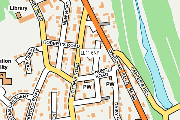 LL11 6NP map - OS OpenMap – Local (Ordnance Survey) LL11 6NP map - OS OpenMap – Local (Ordnance Survey)