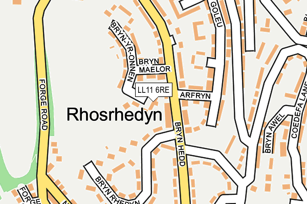 LL11 6RE map - OS OpenMap – Local (Ordnance Survey) LL11 6RE map - OS OpenMap – Local (Ordnance Survey)