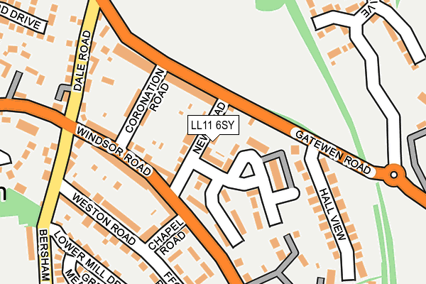 LL11 6SY map - OS OpenMap – Local (Ordnance Survey) LL11 6SY map - OS OpenMap – Local (Ordnance Survey)