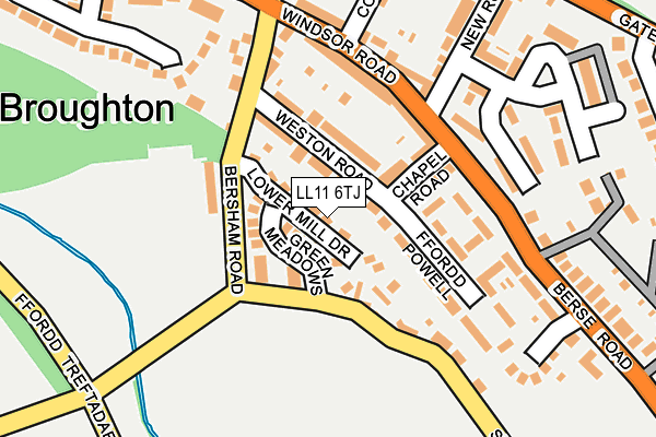LL11 6TJ map - OS OpenMap – Local (Ordnance Survey) LL11 6TJ map - OS OpenMap – Local (Ordnance Survey)
