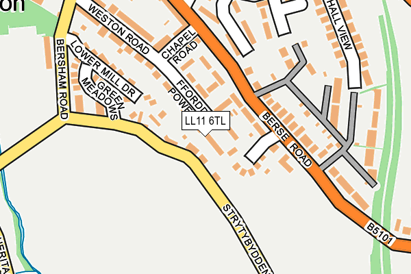 LL11 6TL map - OS OpenMap – Local (Ordnance Survey) LL11 6TL map - OS OpenMap – Local (Ordnance Survey)