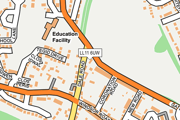 LL11 6UW map - OS OpenMap – Local (Ordnance Survey) LL11 6UW map - OS OpenMap – Local (Ordnance Survey)
