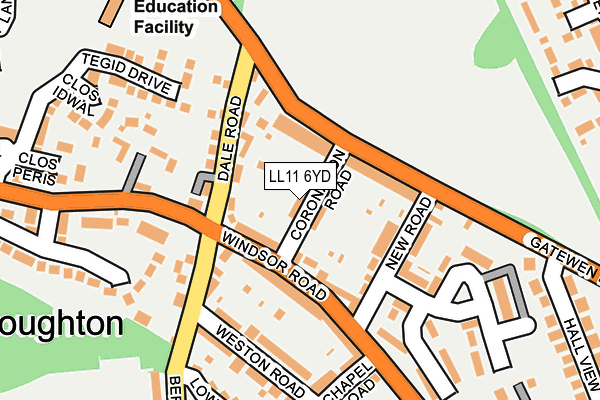 LL11 6YD map - OS OpenMap – Local (Ordnance Survey) LL11 6YD map - OS OpenMap – Local (Ordnance Survey)