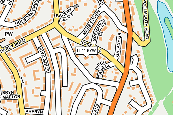 LL11 6YW map - OS OpenMap – Local (Ordnance Survey) LL11 6YW map - OS OpenMap – Local (Ordnance Survey)