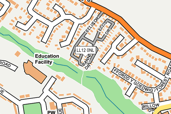 LL12 0NL map - OS OpenMap – Local (Ordnance Survey) LL12 0NL map - OS OpenMap – Local (Ordnance Survey)