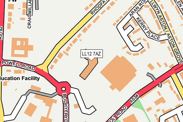 LL12 7AZ map - OS OpenMap – Local (Ordnance Survey) LL12 7AZ map - OS OpenMap – Local (Ordnance Survey)