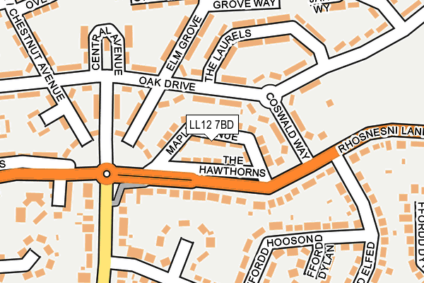 LL12 7BD map - OS OpenMap – Local (Ordnance Survey) LL12 7BD map - OS OpenMap – Local (Ordnance Survey)