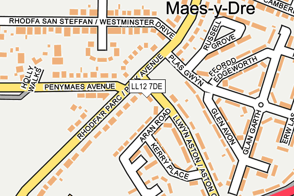 LL12 7DE map - OS OpenMap – Local (Ordnance Survey) LL12 7DE map - OS OpenMap – Local (Ordnance Survey)