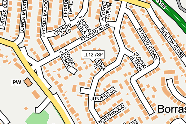 LL12 7SP map - OS OpenMap – Local (Ordnance Survey) LL12 7SP map - OS OpenMap – Local (Ordnance Survey)