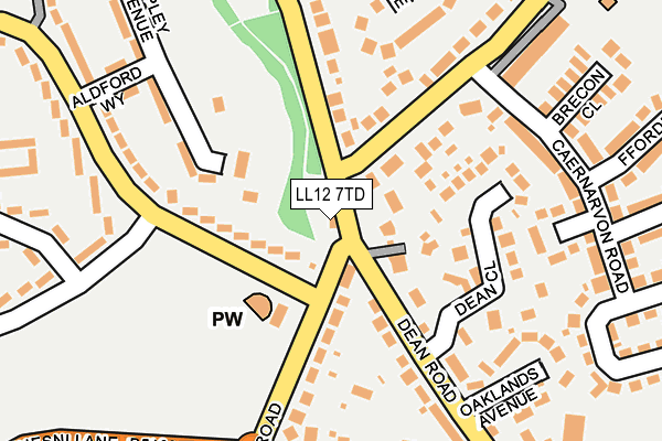 LL12 7TD map - OS OpenMap – Local (Ordnance Survey) LL12 7TD map - OS OpenMap – Local (Ordnance Survey)