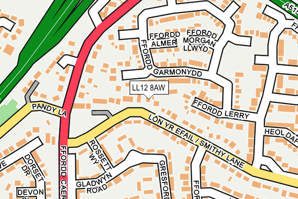 LL12 8AW map - OS OpenMap – Local (Ordnance Survey) LL12 8AW map - OS OpenMap – Local (Ordnance Survey)