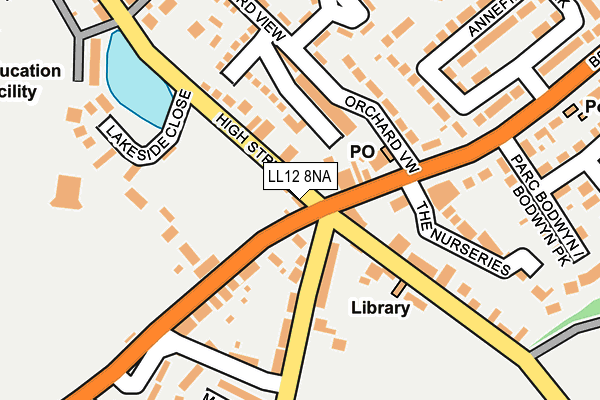 LL12 8NA map - OS OpenMap – Local (Ordnance Survey) LL12 8NA map - OS OpenMap – Local (Ordnance Survey)