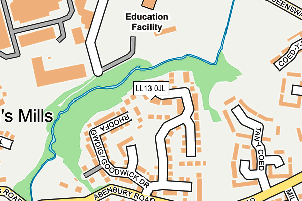 LL13 0JL map - OS OpenMap – Local (Ordnance Survey) LL13 0JL map - OS OpenMap – Local (Ordnance Survey)
