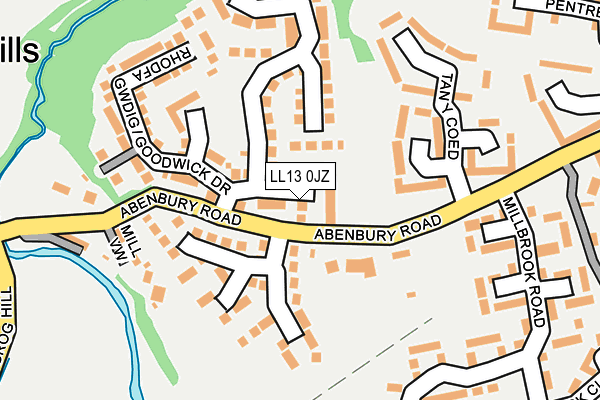LL13 0JZ map - OS OpenMap – Local (Ordnance Survey) LL13 0JZ map - OS OpenMap – Local (Ordnance Survey)