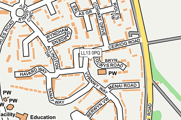 LL13 0PQ map - OS OpenMap – Local (Ordnance Survey) LL13 0PQ map - OS OpenMap – Local (Ordnance Survey)