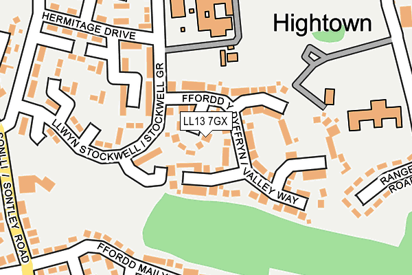 LL13 7GX map - OS OpenMap – Local (Ordnance Survey) LL13 7GX map - OS OpenMap – Local (Ordnance Survey)