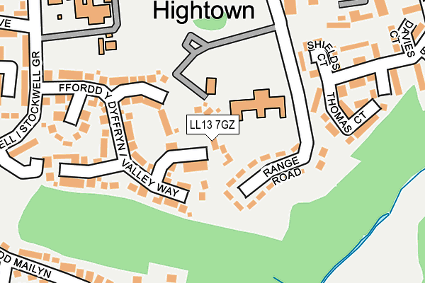 LL13 7GZ map - OS OpenMap – Local (Ordnance Survey) LL13 7GZ map - OS OpenMap – Local (Ordnance Survey)