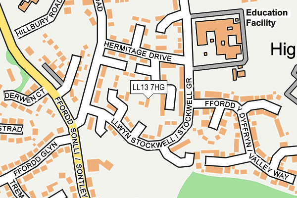 LL13 7HG map - OS OpenMap – Local (Ordnance Survey) LL13 7HG map - OS OpenMap – Local (Ordnance Survey)