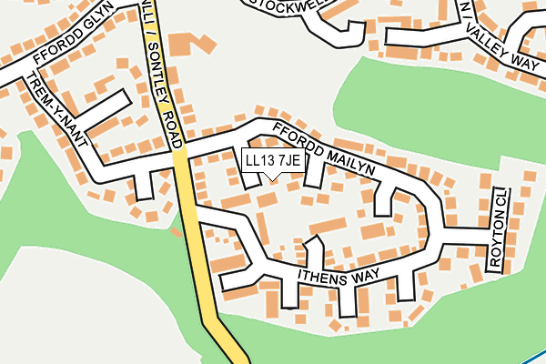 LL13 7JE map - OS OpenMap – Local (Ordnance Survey) LL13 7JE map - OS OpenMap – Local (Ordnance Survey)
