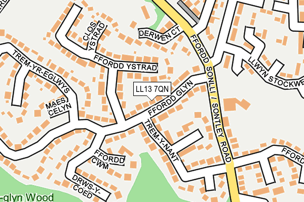 LL13 7QN map - OS OpenMap – Local (Ordnance Survey) LL13 7QN map - OS OpenMap – Local (Ordnance Survey)