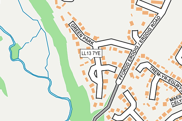 LL13 7YE map - OS OpenMap – Local (Ordnance Survey) LL13 7YE map - OS OpenMap – Local (Ordnance Survey)