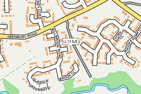 LL13 8JE map - OS OpenMap – Local (Ordnance Survey) LL13 8JE map - OS OpenMap – Local (Ordnance Survey)