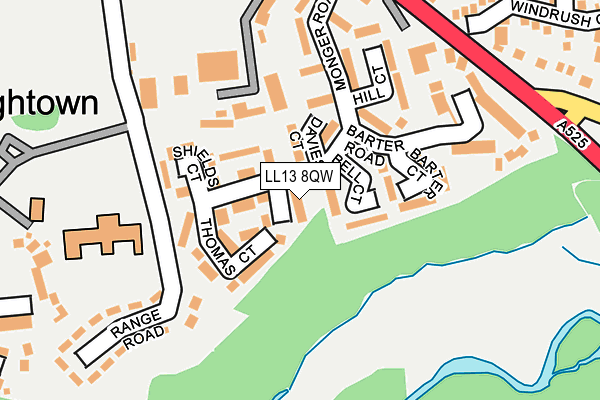 LL13 8QW map - OS OpenMap – Local (Ordnance Survey) LL13 8QW map - OS OpenMap – Local (Ordnance Survey)