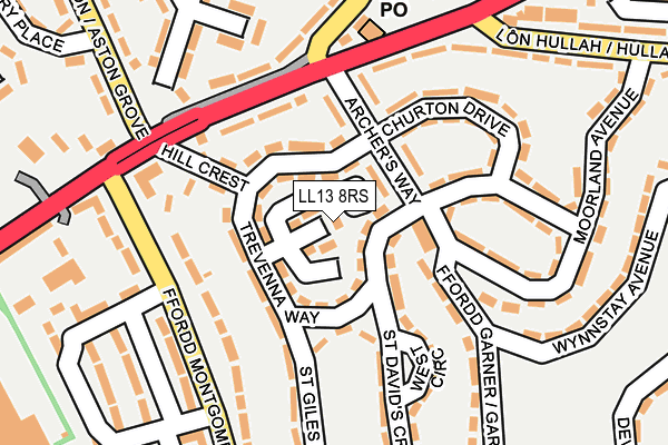 LL13 8RS map - OS OpenMap – Local (Ordnance Survey) LL13 8RS map - OS OpenMap – Local (Ordnance Survey)