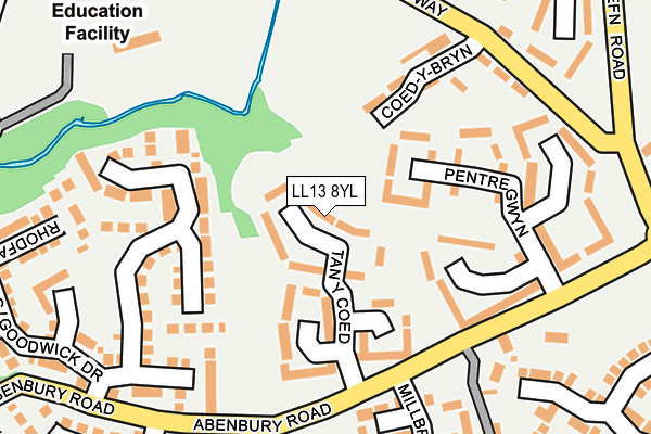 LL13 8YL map - OS OpenMap – Local (Ordnance Survey) LL13 8YL map - OS OpenMap – Local (Ordnance Survey)