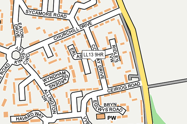 LL13 9HR map - OS OpenMap – Local (Ordnance Survey) LL13 9HR map - OS OpenMap – Local (Ordnance Survey)