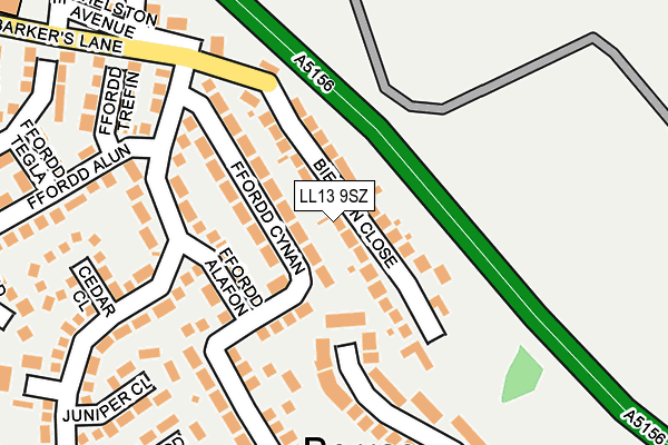 LL13 9SZ map - OS OpenMap – Local (Ordnance Survey) LL13 9SZ map - OS OpenMap – Local (Ordnance Survey)