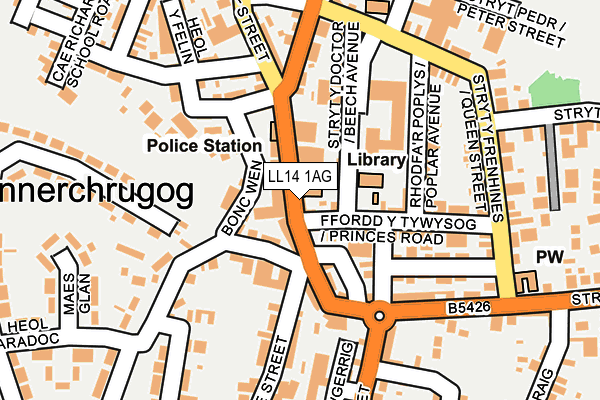 LL14 1AG map - OS OpenMap – Local (Ordnance Survey) LL14 1AG map - OS OpenMap – Local (Ordnance Survey)