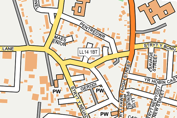 LL14 1BT map - OS OpenMap – Local (Ordnance Survey) LL14 1BT map - OS OpenMap – Local (Ordnance Survey)