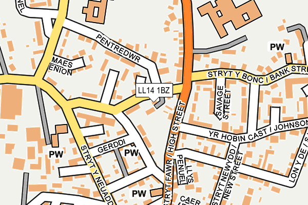 LL14 1BZ map - OS OpenMap – Local (Ordnance Survey) LL14 1BZ map - OS OpenMap – Local (Ordnance Survey)