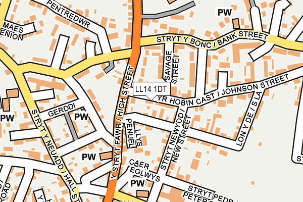 LL14 1DT map - OS OpenMap – Local (Ordnance Survey) LL14 1DT map - OS OpenMap – Local (Ordnance Survey)