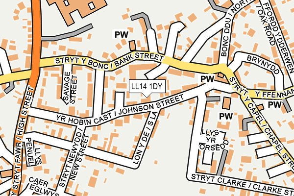 LL14 1DY map - OS OpenMap – Local (Ordnance Survey) LL14 1DY map - OS OpenMap – Local (Ordnance Survey)