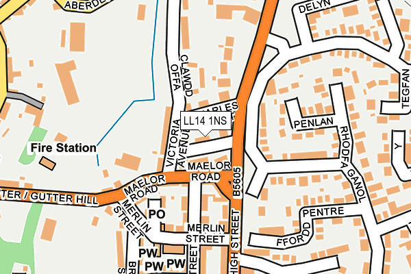 LL14 1NS map - OS OpenMap – Local (Ordnance Survey) LL14 1NS map - OS OpenMap – Local (Ordnance Survey)