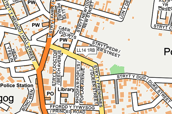 LL14 1RB map - OS OpenMap – Local (Ordnance Survey) LL14 1RB map - OS OpenMap – Local (Ordnance Survey)