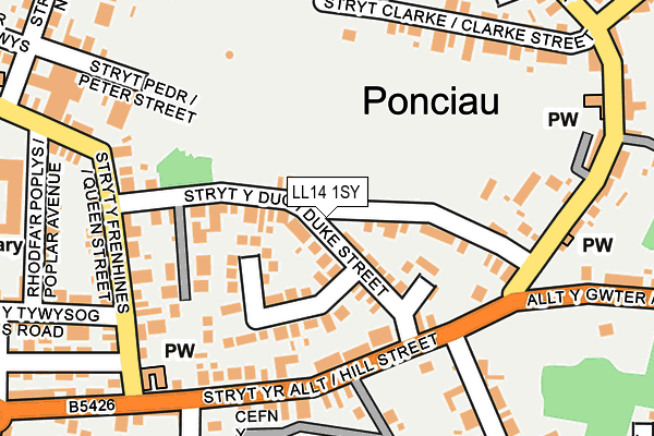 LL14 1SY map - OS OpenMap – Local (Ordnance Survey) LL14 1SY map - OS OpenMap – Local (Ordnance Survey)