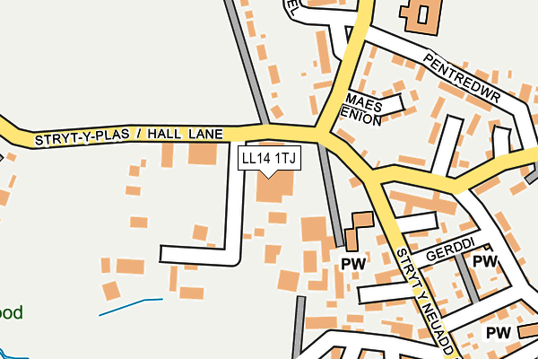 LL14 1TJ map - OS OpenMap – Local (Ordnance Survey) LL14 1TJ map - OS OpenMap – Local (Ordnance Survey)