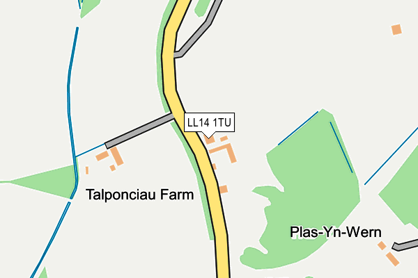 LL14 1TU map - OS OpenMap – Local (Ordnance Survey) LL14 1TU map - OS OpenMap – Local (Ordnance Survey)