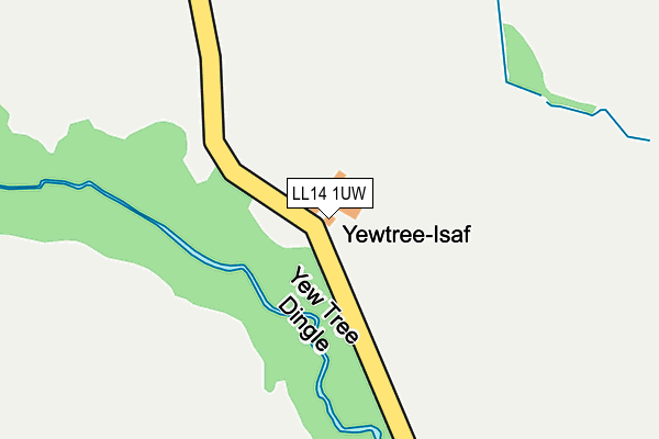 LL14 1UW map - OS OpenMap – Local (Ordnance Survey) LL14 1UW map - OS OpenMap – Local (Ordnance Survey)