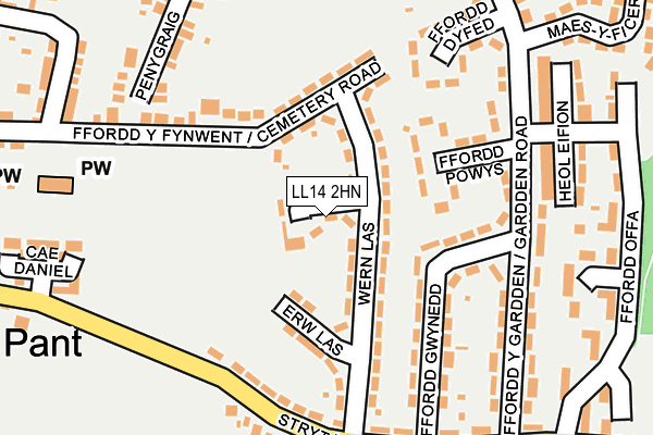 LL14 2HN map - OS OpenMap – Local (Ordnance Survey) LL14 2HN map - OS OpenMap – Local (Ordnance Survey)