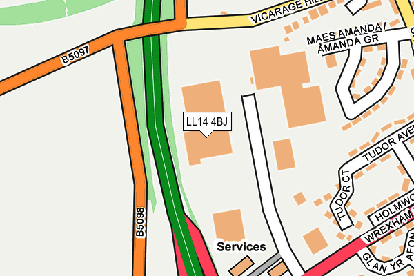 LL14 4BJ map - OS OpenMap – Local (Ordnance Survey) LL14 4BJ map - OS OpenMap – Local (Ordnance Survey)